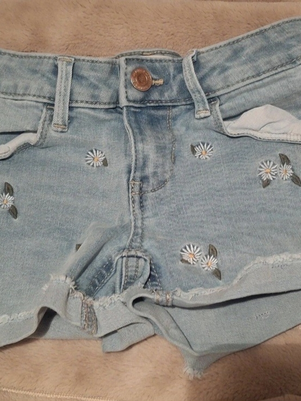 SO Light Blue Denim Shorts with Daisy Embroidery